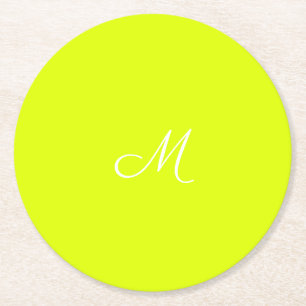 Dessous De Verre Rond Chartreuse jaune - monogrammed