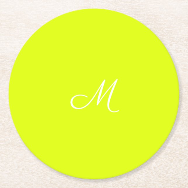 Dessous De Verre Rond Chartreuse jaune - monogrammed (Devant)