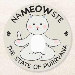 Dessous De Verre Rond Chat de Yoga - Nameowste