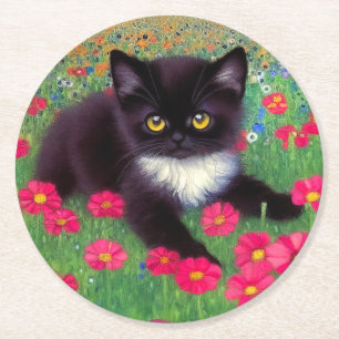 Dessous De Verre Rond Chat Gustav Klimt Tuxedo