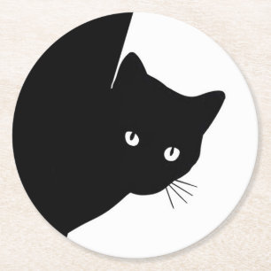 Dessous De Verre Rond Chat noir