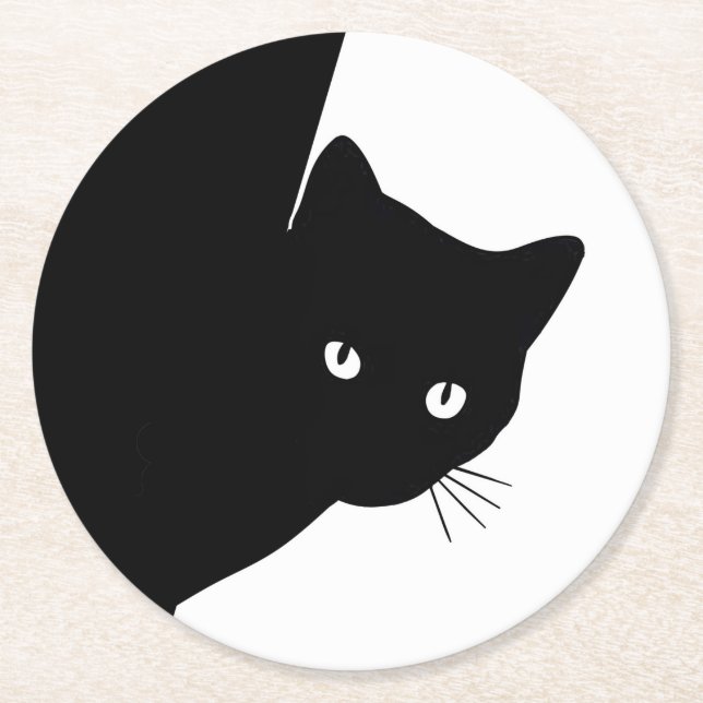 Dessous De Verre Rond Chat noir (Devant)