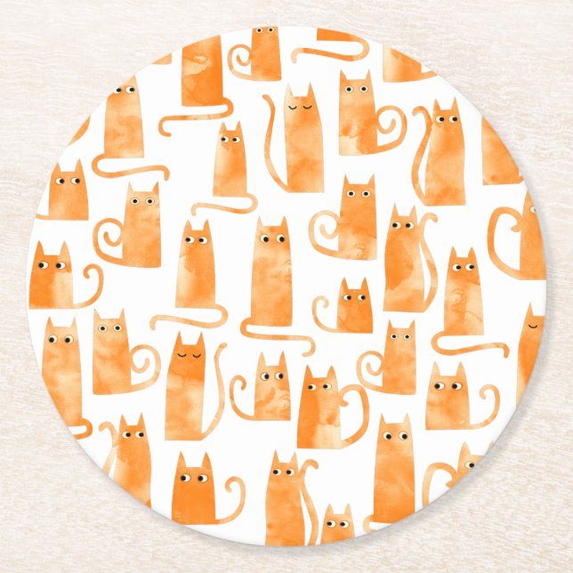 Dessous De Verre Rond Chat orange amusant (Devant)