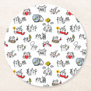 Dessous De Verre Rond Chats amusants, lait et magie.