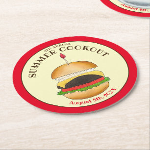 Dessous De Verre Rond Cheeseburger Hamburger Burger Pique-nique Barbecue