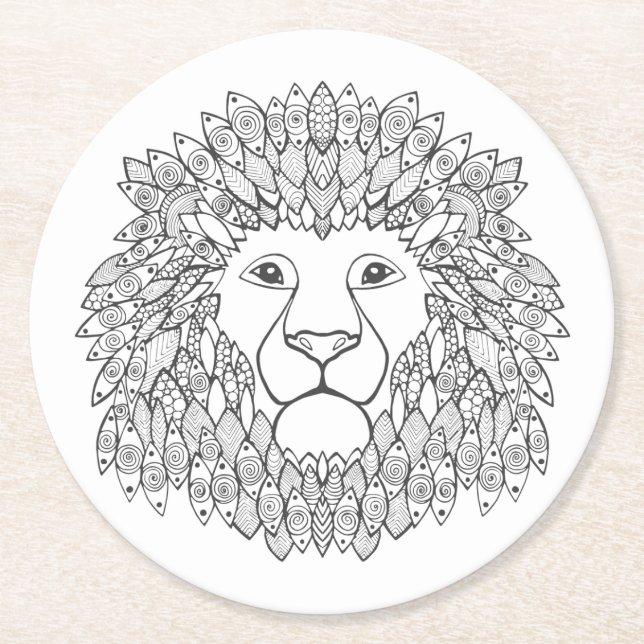 Dessous De Verre Rond Chef inspiré de lion (Devant)