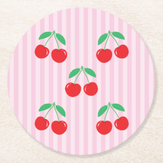 Dessous De Verre Rond Cherry Paper Round Coasters