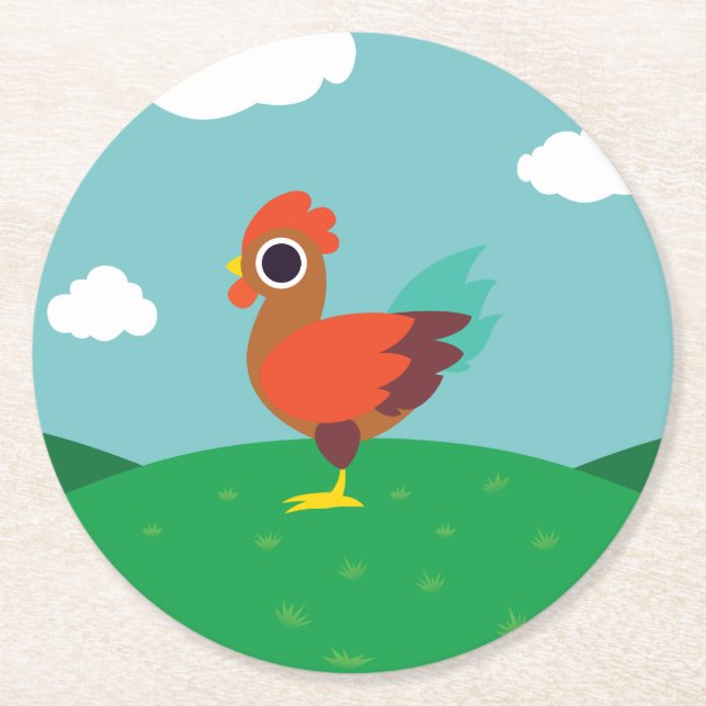 Dessous De Verre Rond Chester le coq (Devant)