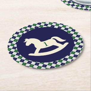 Dessous De Verre Rond Cheval à bascule Prépa Argyle 1er anniversaire