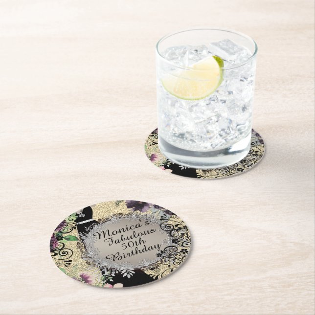 Dessous De Verre Rond Chic Elegant Fabulous 50e anniversaire (En situation)