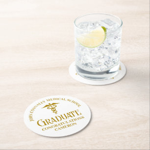 Dessous De Verre Rond Chic Gold Médicale School Graduation Party