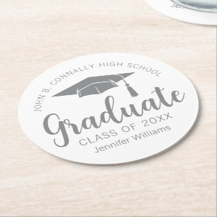 Dessous De Verre Rond Chic Silver Grey Graduate Custom Graduate Party