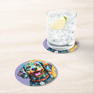 Dessous De Verre Rond Chien avec des lunettes