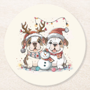 Dessous De Verre Rond Chiens de Noël