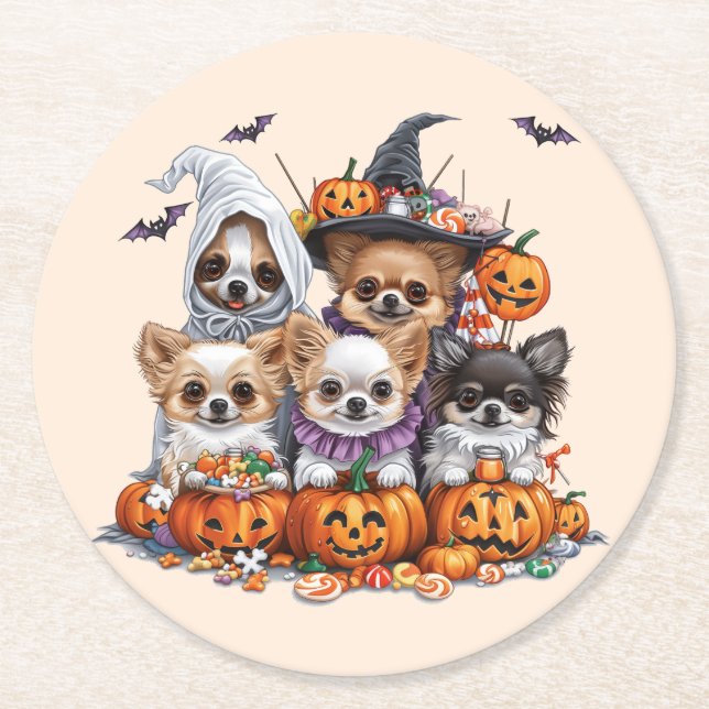 Dessous De Verre Rond Chiens d'Halloween Chihuahua (Devant)