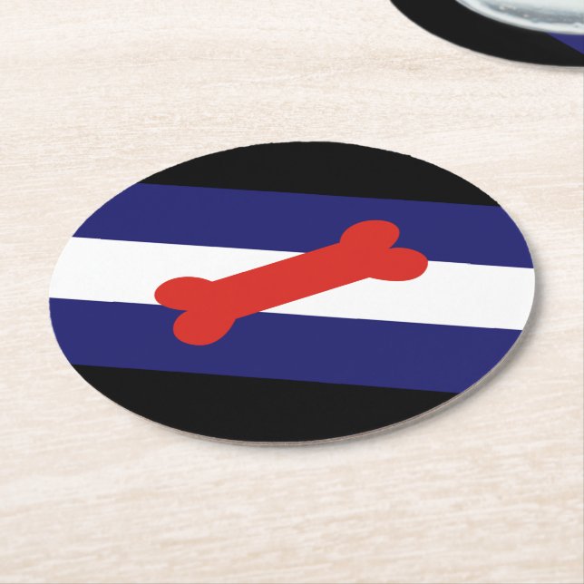 Dessous De Verre Rond Chiot Jouer à la fierté drapeau (Incliné)