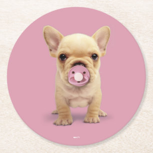 Dessous De Verre Rond Chiot mignon avec la tétine