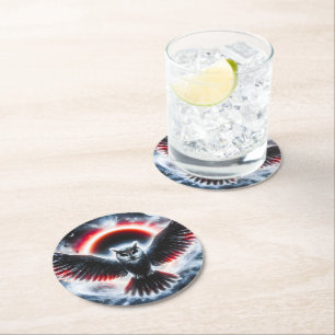 Dessous De Verre Rond Chouette céleste cosmique mystique