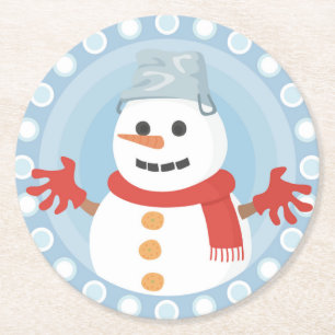 DESSOUS DE VERRE ROND CHRISTMAS HIVER SNOWMAN
