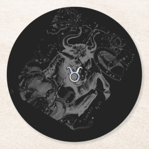 Dessous De Verre Rond Chrome comme Taurus Zodiac Connexion Hevelius