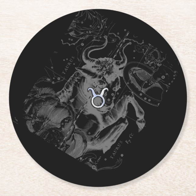Dessous De Verre Rond Chrome comme Taurus Zodiac Connexion Hevelius (Devant)