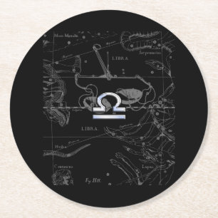 Dessous De Verre Rond Chrome like Libra Zodiac