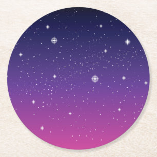 Dessous De Verre Rond Ciel nocturne étoilé violet foncé