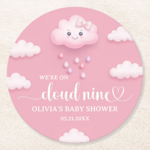 Dessous De Verre Rond Ciel rose doux nuage blanc moelleux neuf baby show