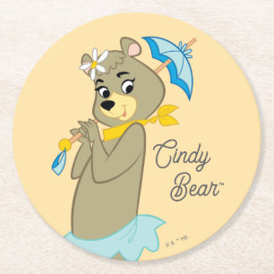 Dessous De Verre Rond Cindy Bear tenant le parasol