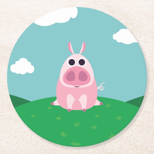 Dessous De Verre Rond Circonspect le porc (Devant)