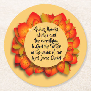 Dessous De Verre Rond Citation Bible Thanksgiving Autumn Leaf