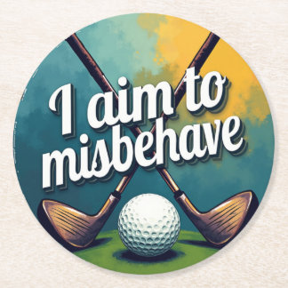 Dessous De Verre Rond Citation de golf amusante au style Vintage