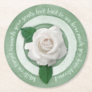 Dessous De Verre Rond Citation Inspirante Fleurie Vert Sauge