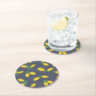 Dessous De Verre Rond Citron gouttes de nourriture Motif d'art