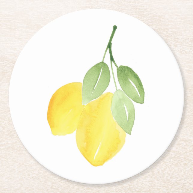 Dessous De Verre Rond Citrons aquarelles (Devant)