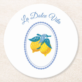 Dessous De Verre Rond Citrons jaunes d'Amalfi de style méditerranéen