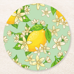 Dessous De Verre Rond citrons jaunes vifs