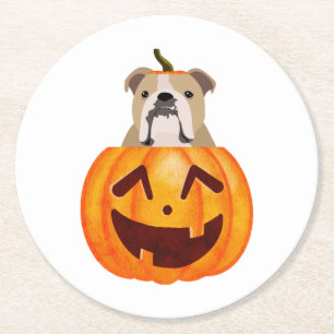 Dessous De Verre Rond Citrouille Bulldog