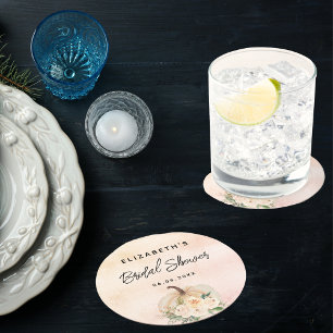 Dessous De Verre Rond Citrouille de douche nuptiale crème rose or