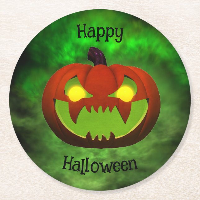 Dessous De Verre Rond Citrouille d'Halloween éffrayant (Devant)