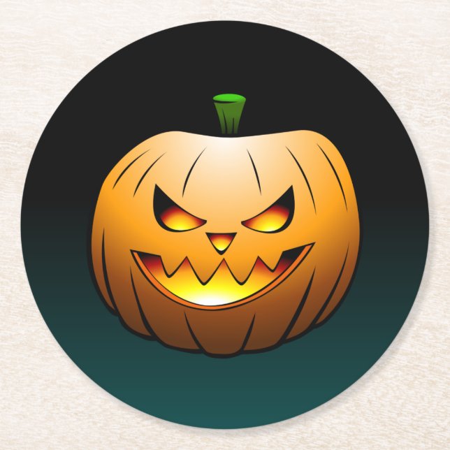 Dessous De Verre Rond Citrouille d'Halloween Jack O'lantern (Devant)