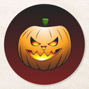 Dessous De Verre Rond Citrouille d'Halloween mignonne