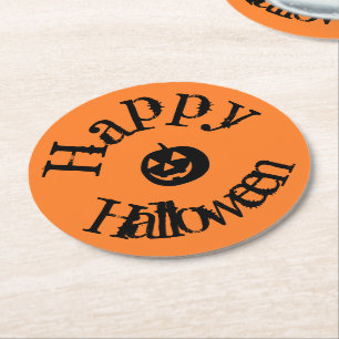 Dessous De Verre Rond Citrouille d'Halloween Orange moderne