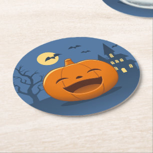 Dessous De Verre Rond Citrouille d'Halloween riante