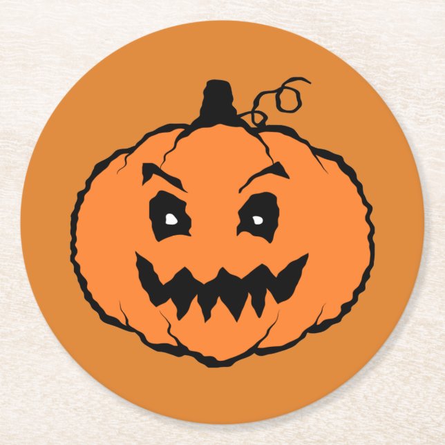 Dessous De Verre Rond Citrouille d'horreur d'Halloween (Devant)