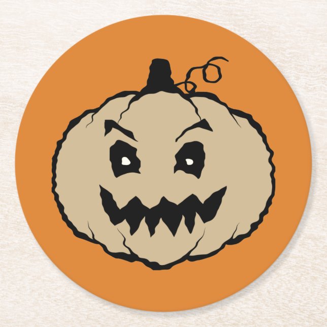 Dessous De Verre Rond Citrouille d'horreur d'Halloween Zombie (Devant)