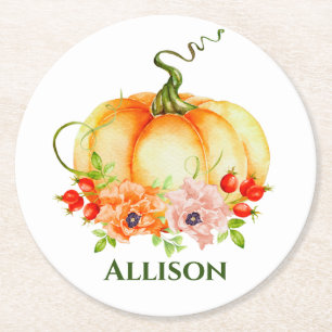 Dessous De Verre Rond Citrouille floral