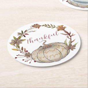 Dessous De Verre Rond Citrouille rustique personnalisé Thanksgiving