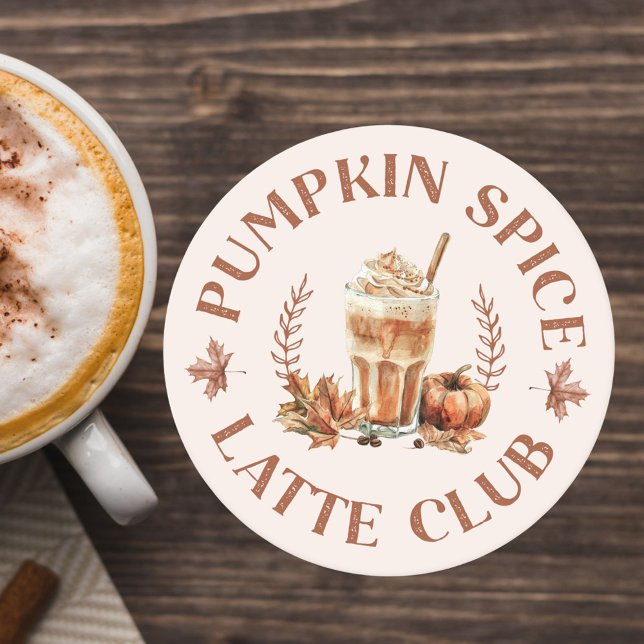 Dessous De Verre Rond Citrouille Spice Latte Club Automne Automne (In situ)