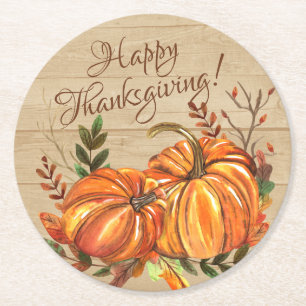 Dessous De Verre Rond Citrouilles rustiques de Thanksgiving